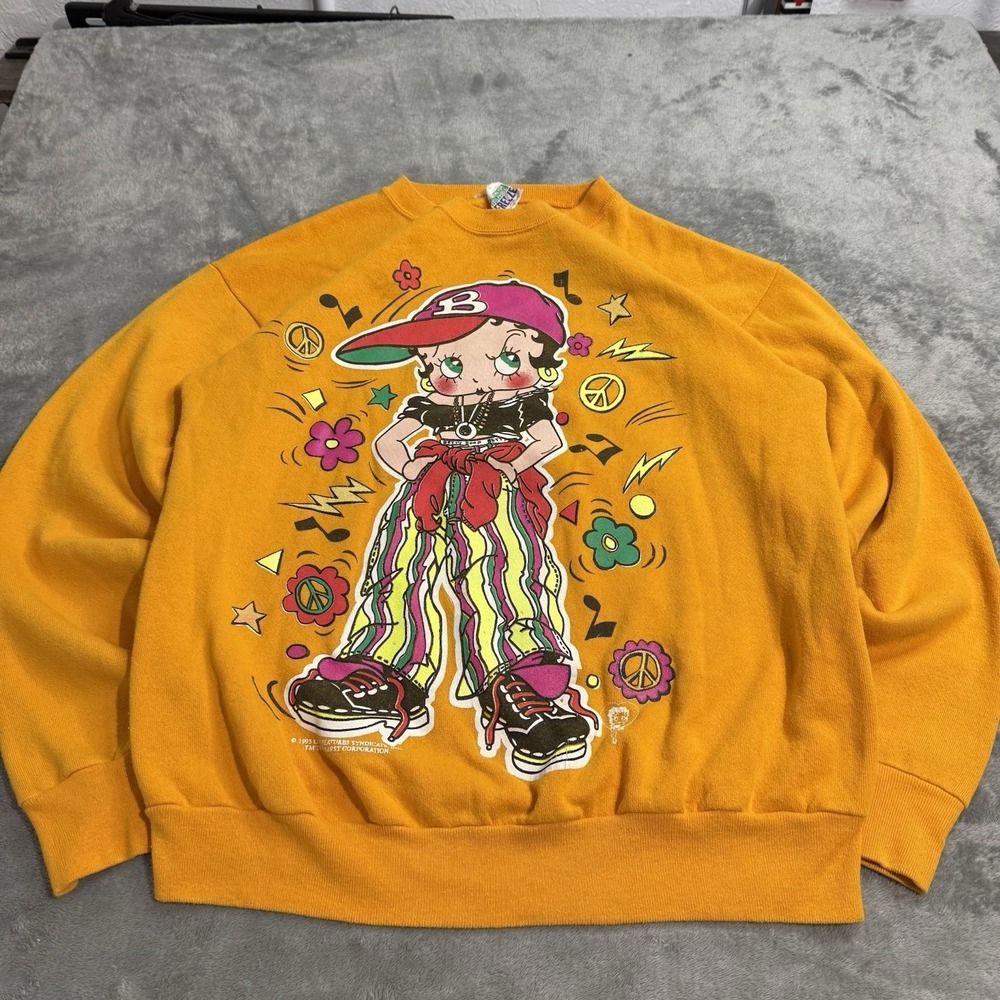 Vintage FREEZE 1993 Betty Boop Hip Hop Double Sided Print Sweatshirt Size Large